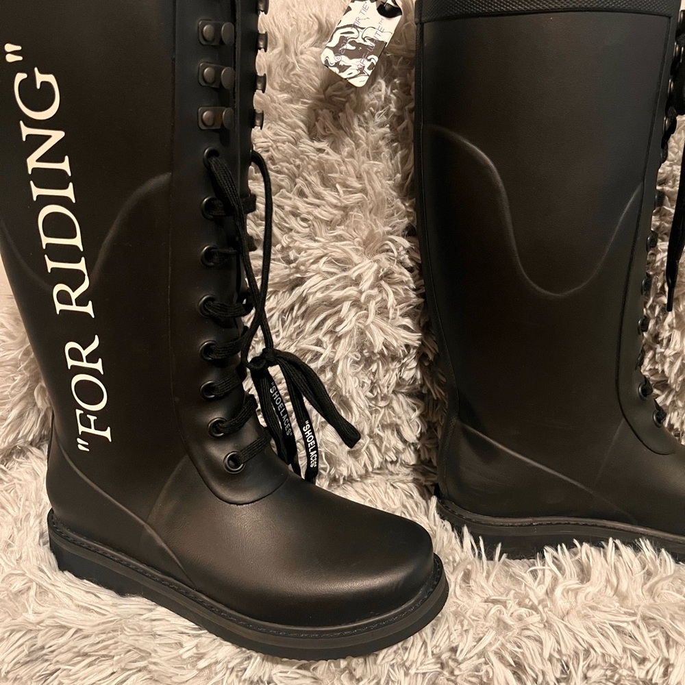 off white rain boots